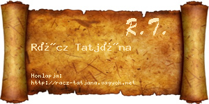 Rácz Tatjána névjegykártya